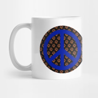 BLUE Flower Peace Sign Mug